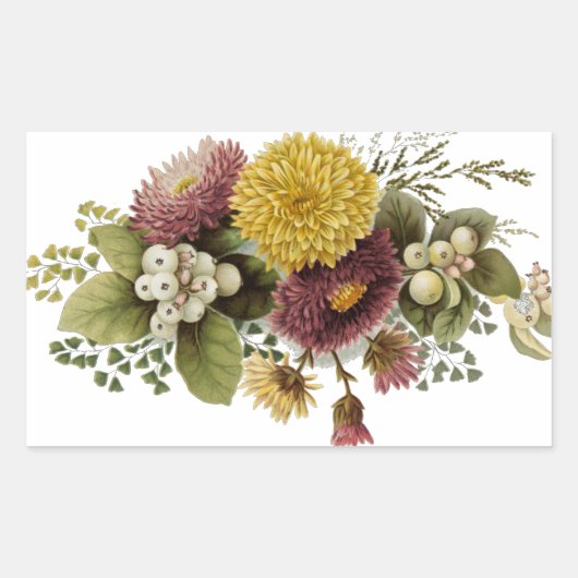 Chrysanthemum Bloem Mum Floral Rechthoekige Sticker (Voorkant)