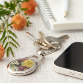 Chrysanthemum Bloem Mum Floral Sleutelhanger (Zijkant)