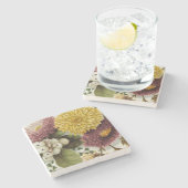 Chrysanthemum Bloem Mum Floral Stenen Onderzetter (Zijkant)