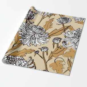 Chrysanthemum Bloem Naadloos Patroon Cadeaupapier