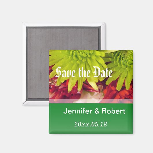 chrysanthemum bloemen behalve de datum magneet (Voorkant / Achterkant)