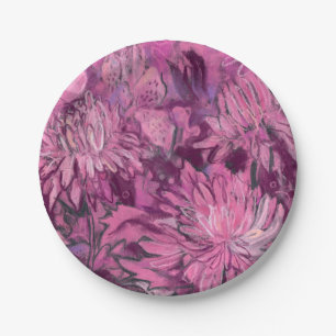 Chrysanthemum Bloemen Bloemschildering Roze Maroon Papieren Bordje