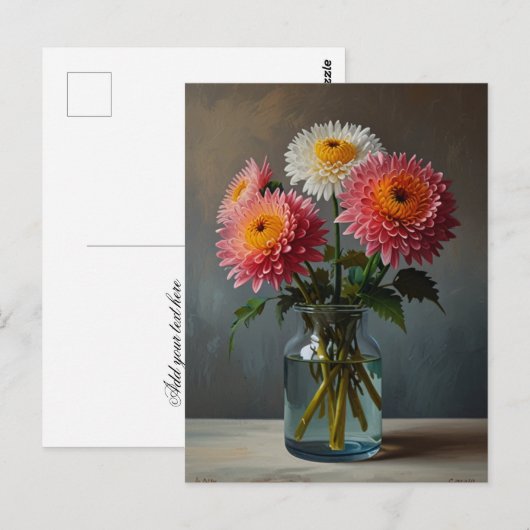 Chrysanthemum bloemen briefkaart (Voorkant / Achterkant)