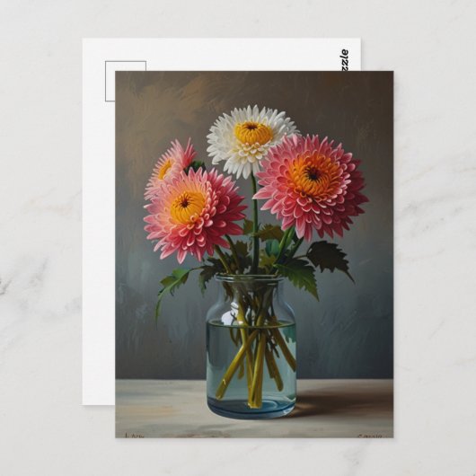 Chrysanthemum bloemen briefkaart (Voorkant / Achterkant)