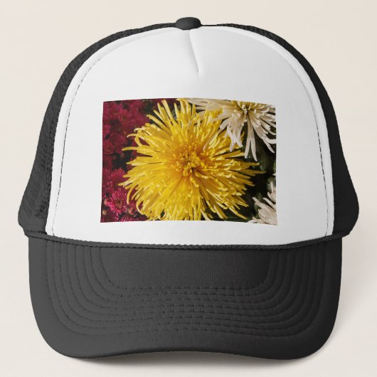 Chrysanthemum bloemen trucker pet (Voorkant)