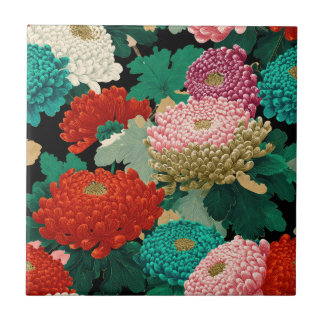 Chrysanthemum Bloemen Vintage Bloemmotief Tegeltje