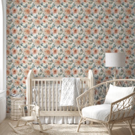 Chrysanthemum Bloemen Waterverf Botanisch Patroon Behang