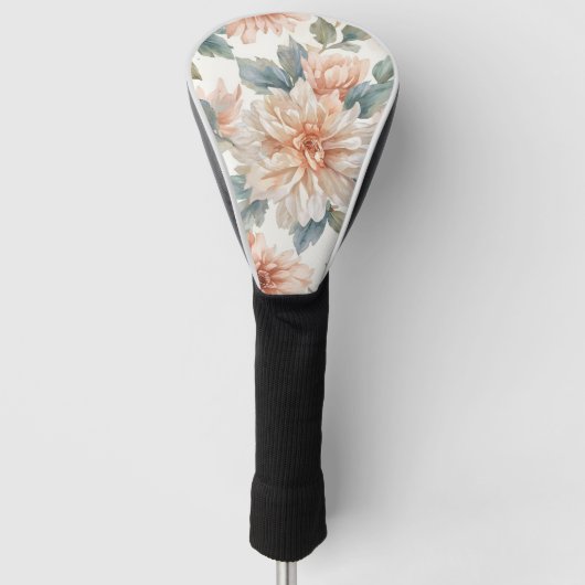 Chrysanthemum Bloemen Waterverf Botanisch Patroon Golfheadcover (Voorkant)