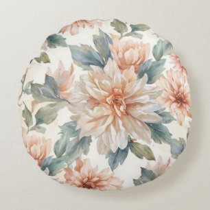 Chrysanthemum Bloemen Waterverf Botanisch Patroon Rond Kussen