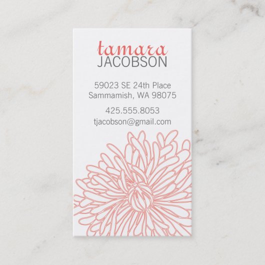 Chrysanthemum Blossom Calling Card Contactkaartje (Voorkant)
