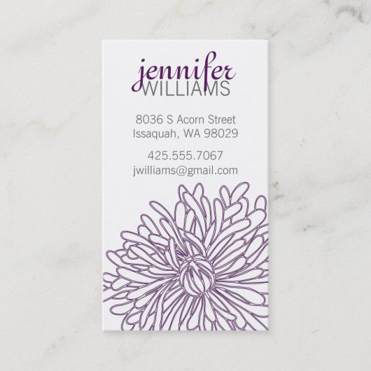 Chrysanthemum Blossom Calling Card Contactkaartje (Voorkant)