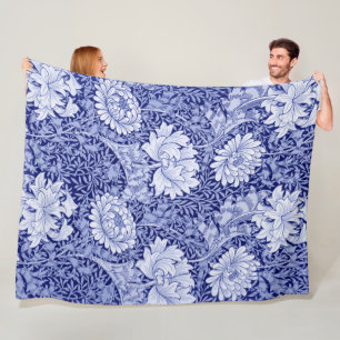 Chrysanthemum Blue, William Morris Fleece Deken