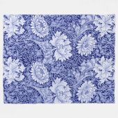 Chrysanthemum Blue, William Morris Fleece Deken (Voorkant (Horizontaal))