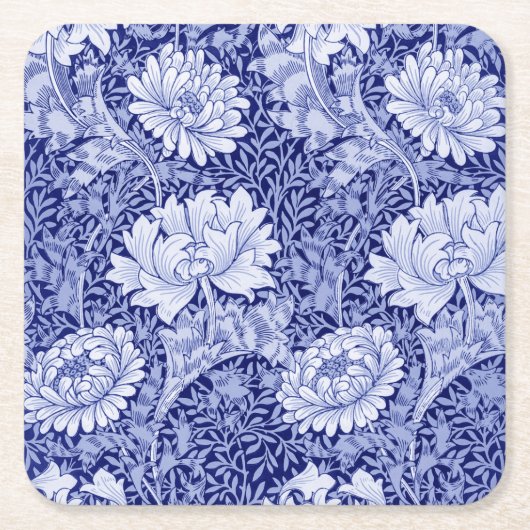 Chrysanthemum Blue, William Morris Kartonnen Onderzetters (Voorkant)