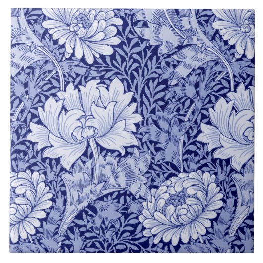 Chrysanthemum Blue, William Morris Tegeltje (Voorkant)