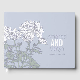 Chrysanthemum botanische outline bruiloft gastenbo gastenboek