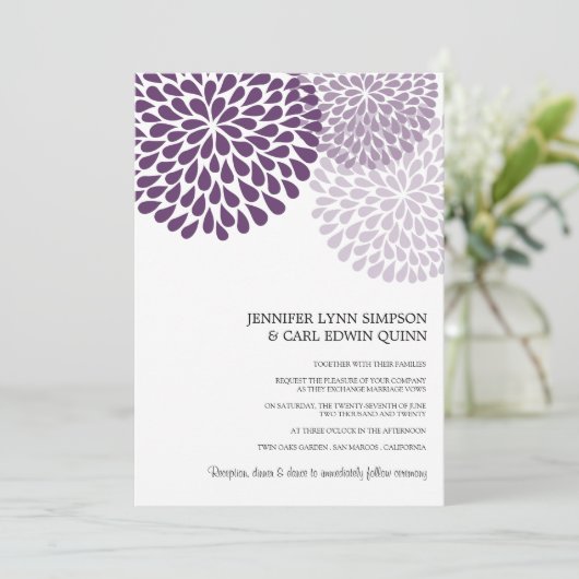 Chrysanthemum Bouquet (Paars) Kaart (Staand voorkant)