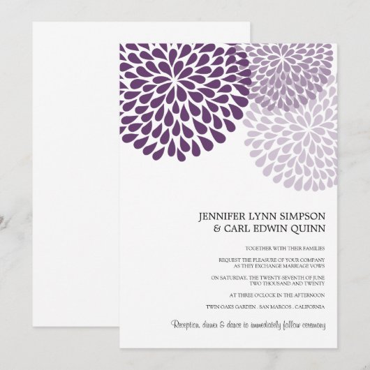 Chrysanthemum Bouquet (Paars) Kaart (Voorkant / Achterkant)