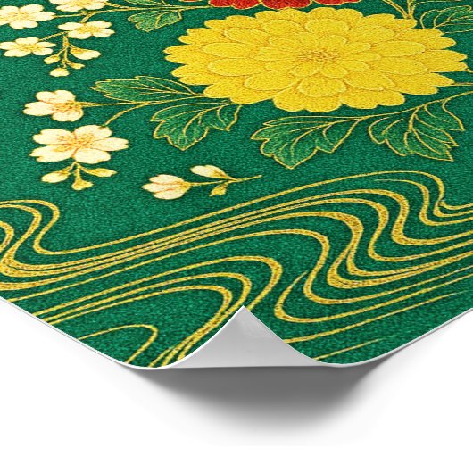 Chrysanthemum Breeze met Gouden Fans Poster (Hoek)