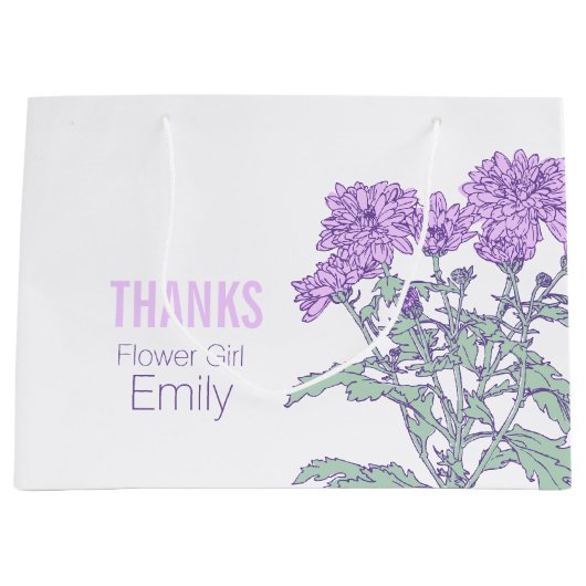 Chrysanthemum bruiloft bloem meisje paarse gunst t groot cadeauzakje (Voorkant)