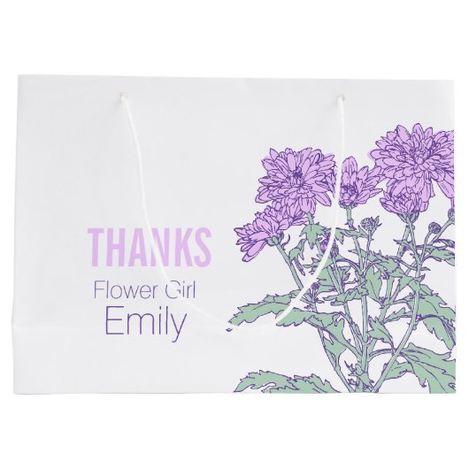 Chrysanthemum bruiloft bloem meisje paarse gunst t groot cadeauzakje (Achterkant)