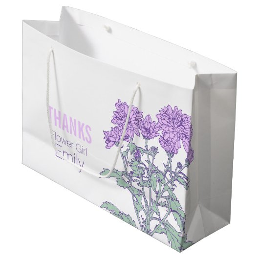 Chrysanthemum bruiloft bloem meisje paarse gunst t groot cadeauzakje (Voorkant Gekanteld)