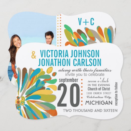 Chrysanthemum Coral Yellow Green Floral Kaart (Voorkant / Achterkant)