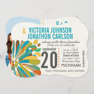 Chrysanthemum Coral Yellow Green Floral Kaart