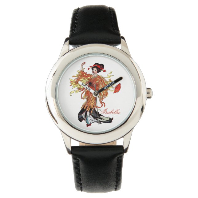 Chrysanthemum Cute Flower Floral Funny Girl Horloge (Voorkant)