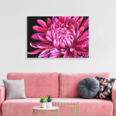 Chrysanthemum "de opening" canvasprint zwart canvas afdruk (Insitu (Woonkamer))