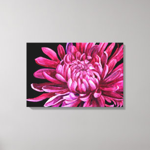 Chrysanthemum "de opening" canvasprint zwart canvas afdruk