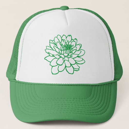 Chrysanthemum Drawing - Grass Green Trucker Pet (Voorkant)