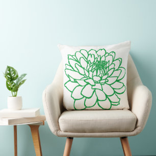 Chrysanthemum Drawing - Groen gras op wit Kussen