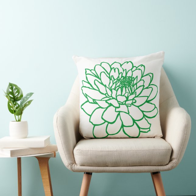 Chrysanthemum Drawing - Groen gras op wit Kussen (Stoel)