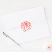 Chrysanthemum Drawing - Rood op wit Ronde Sticker (Envelop)