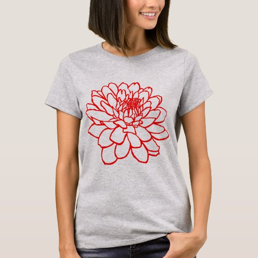 Chrysanthemum Drawing - Rood T-shirt (Voorkant)
