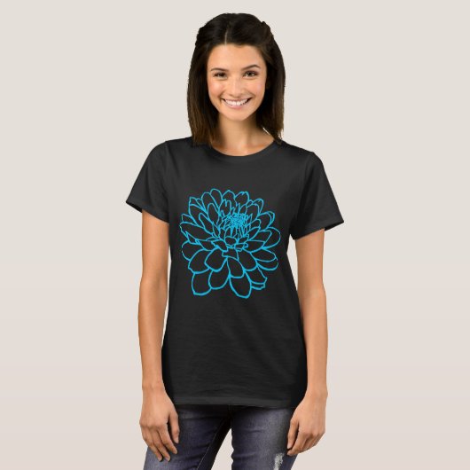 Chrysanthemum Drawing - Sky Blue T-shirt (Voorkant volledig)