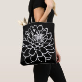 Chrysanthemum Drawing - White on Black Tote Bag (Dichtbij)