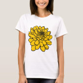 Chrysanthemum Drawing - Zwart en ambergeel T-shirt (Voorkant)