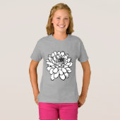 Chrysanthemum Drawing - Zwart-wit T-shirt (Voorkant volledig)