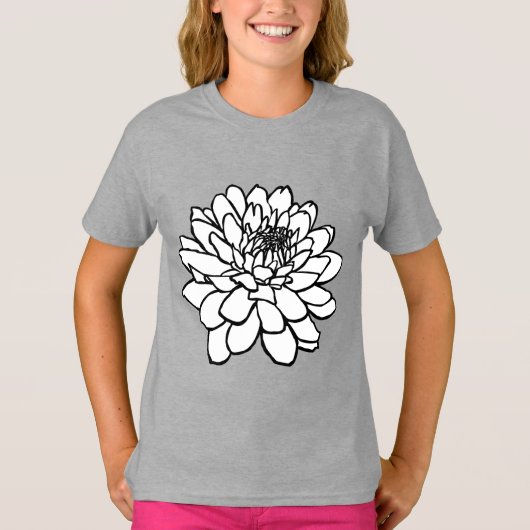 Chrysanthemum Drawing - Zwart-wit T-shirt (Voorkant)