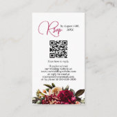 Chrysanthemum Elegant Burgundy RSVP Kaart QR Code (Achterkant)