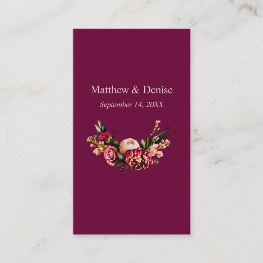 Chrysanthemum Elegant Burgundy RSVP Kaart QR Code (Voorkant)