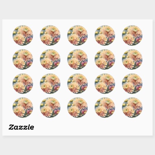 Chrysanthemum Elegante Bloemen Ronde Sticker (Vel)