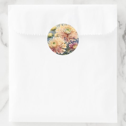 Chrysanthemum Elegante Bloemen Ronde Sticker (Tas)
