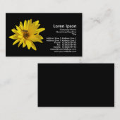 Chrysanthemum en Hover Fly - Zwart Visitekaartje (Voorkant / Achterkant)