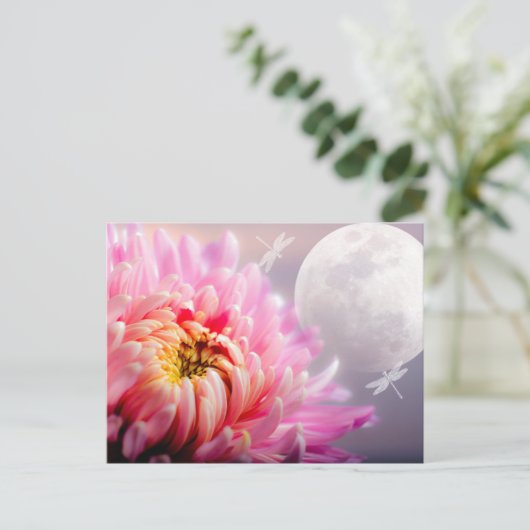 Chrysanthemum en Moon Briefkaart (Staand voorkant)