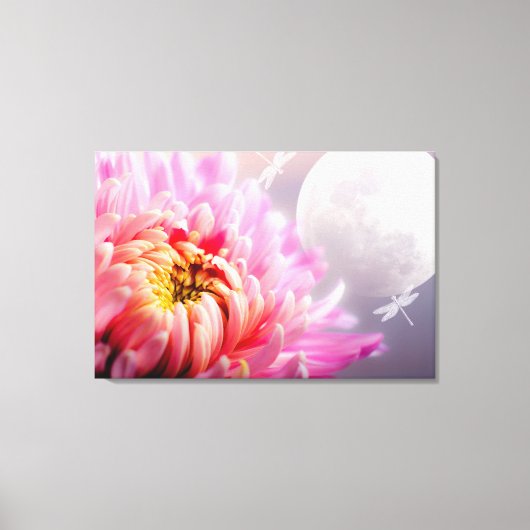 Chrysanthemum en Moon Canvas Afdruk (Voorkant)