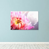 Chrysanthemum en Moon Canvas Afdruk (Insitu (Houten vloer))