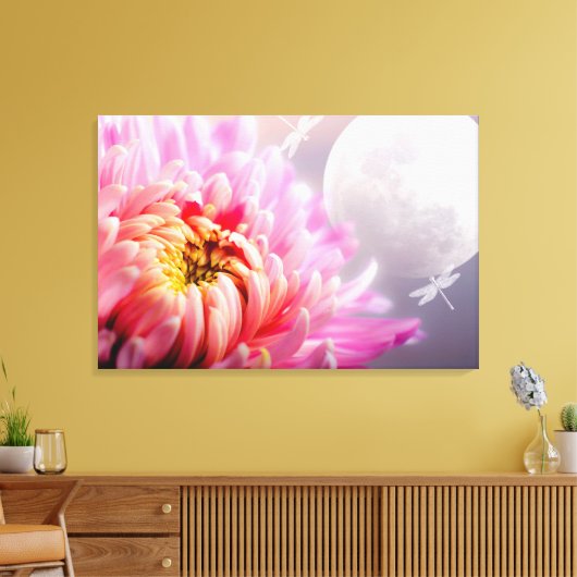 Chrysanthemum en Moon Canvas Afdruk (Insitu (Woonkamer))